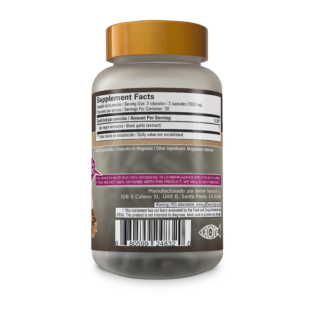 Betel Natural Black Garlic Capsules 1500 mg - 90 Capsules - image 2