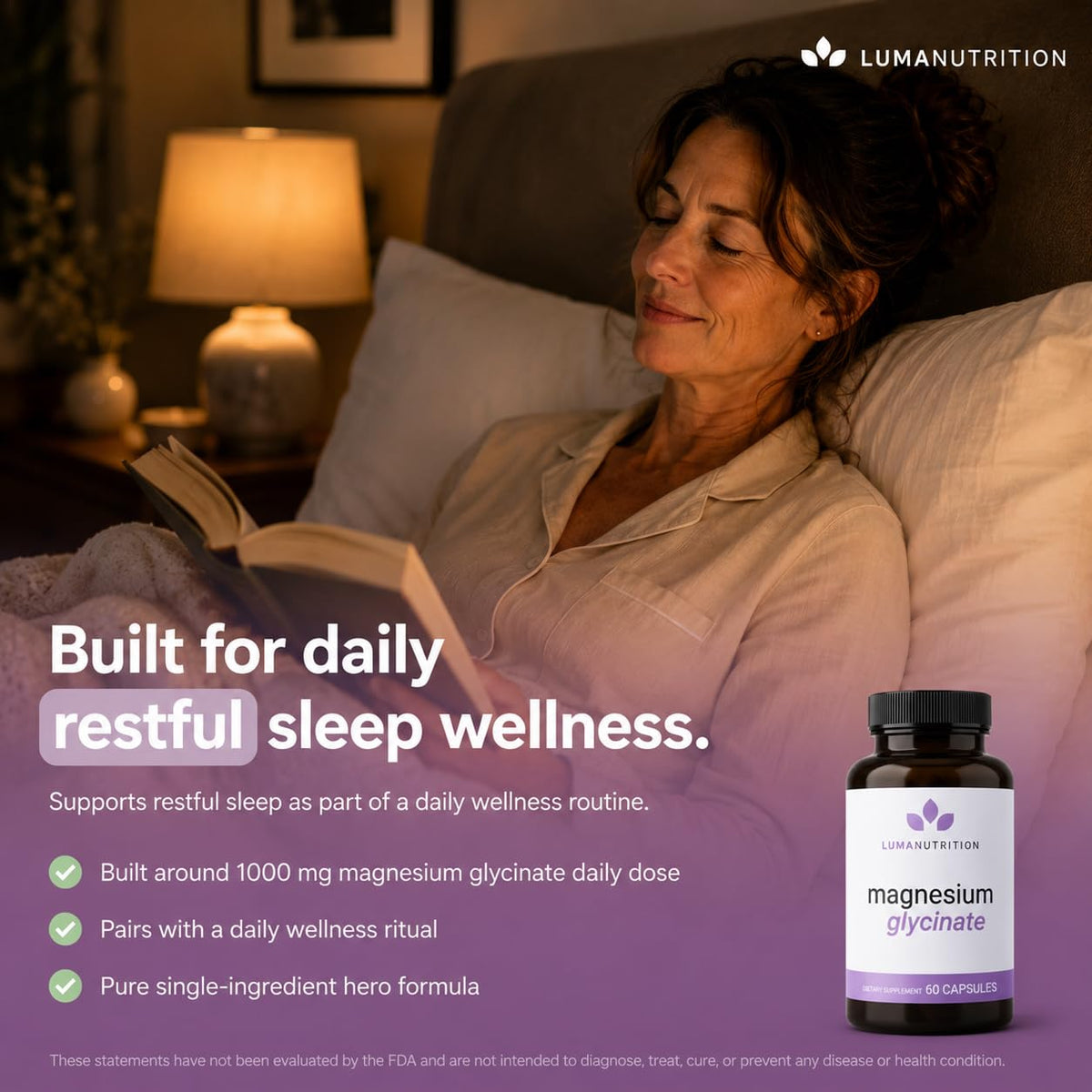Luma Nutrition Magnesium Glycinate 1000mg - 60 Capsules - image 4
