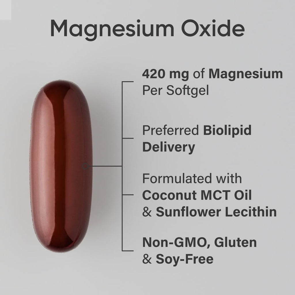 Sports Research Magnesium Oxide 420mg - 90 Softgels - image 2