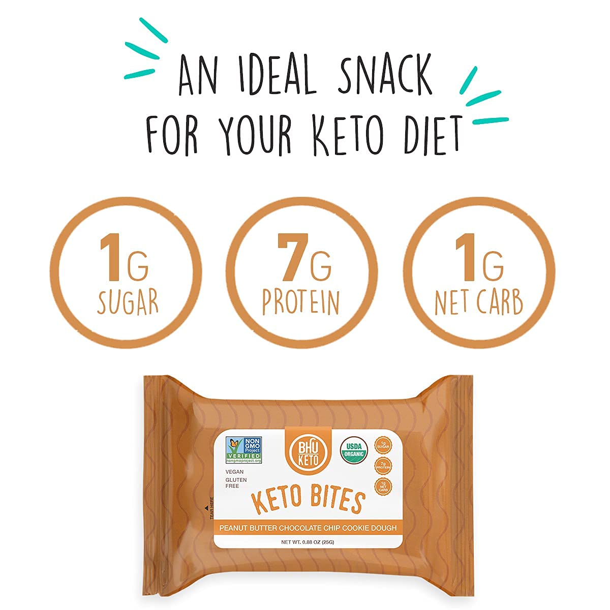 BHU Keto Bites Peanut Butter Chocolate Chip Cookie Dough - 6 Pack - image 3