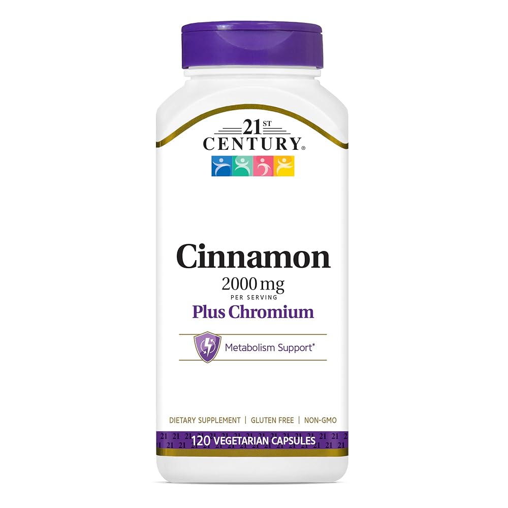 21st Century Cinnamon 2000 mg Plus Chromium - 120 Vegetarian Capsules