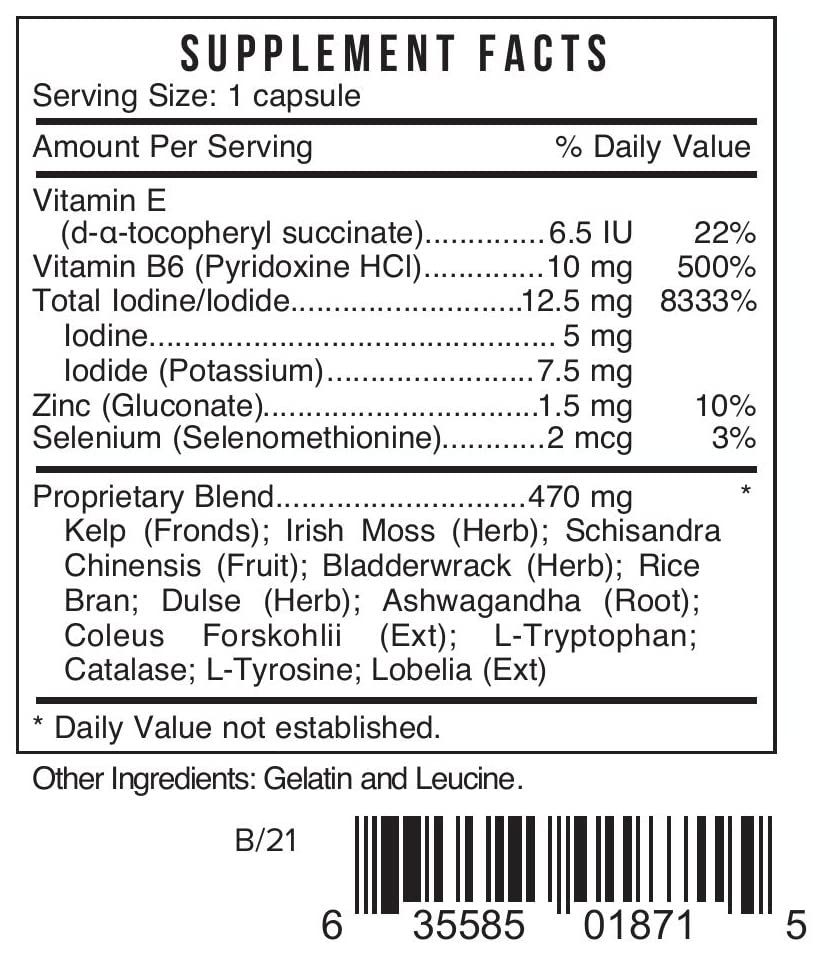 Bio Nutriment TMI Thyroid Metabolism Iodine Support - 60 Capsules - image 2