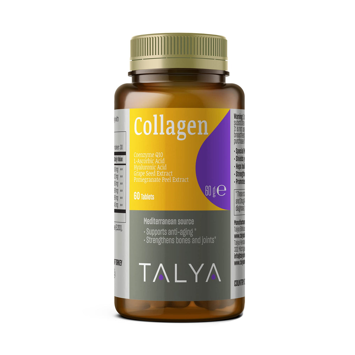 TALYA Collagen Pills with Hyaluronic Acid & Vitamin C - 60 Capsules