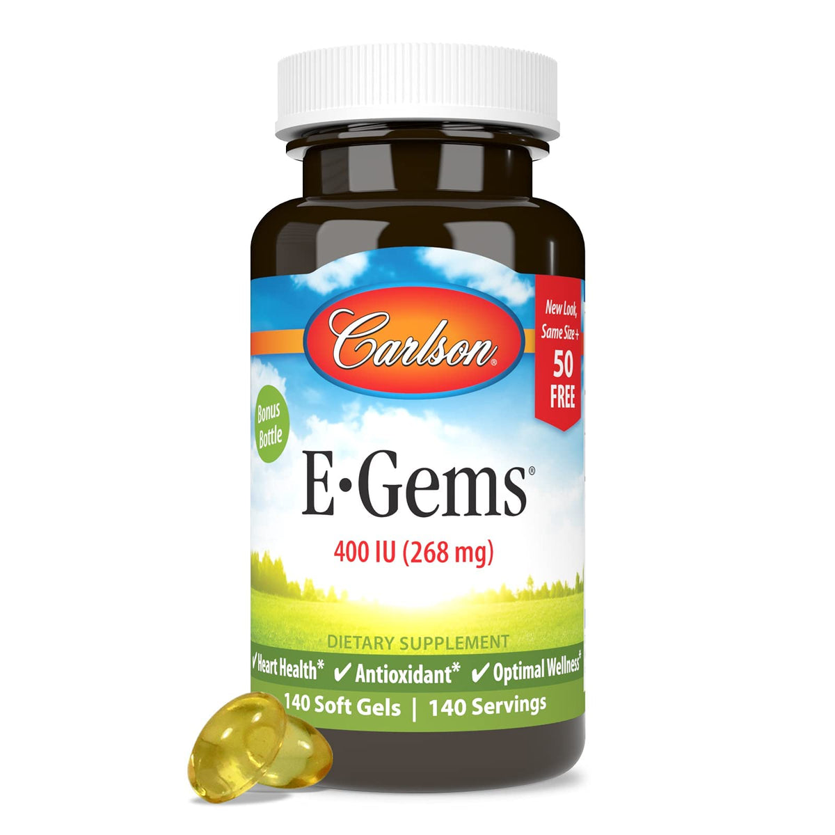 Carlson E-Gems 400 IU Natural-Source Vitamin E - 140 Softgels