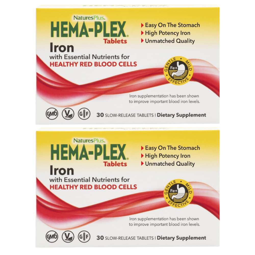 NaturesPlus Hema-Plex Iron - 85 mg Chelated Iron - Total Blood Health