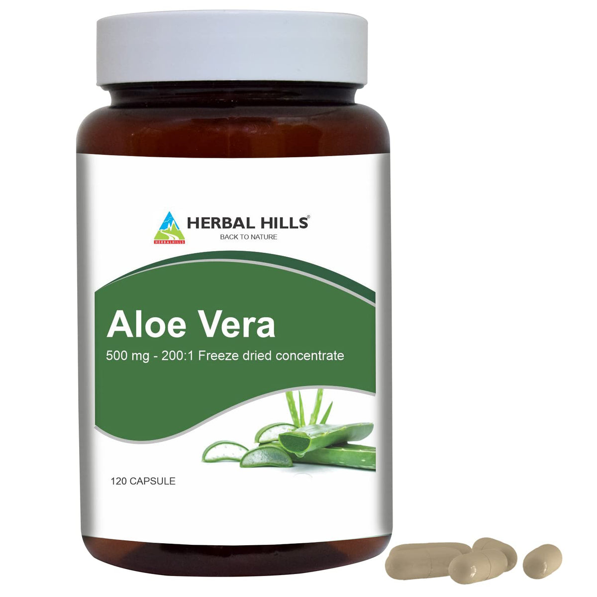 HERBAL HILLS Aloe Vera Capsules 500 mg - 120 Capsules