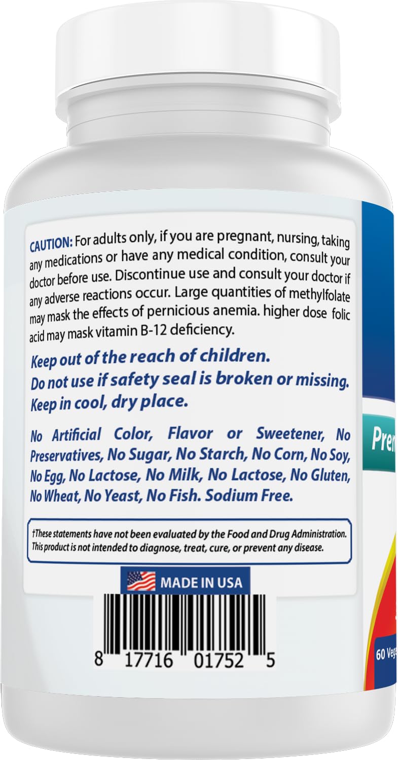Best Naturals Methyl Folate 7500 mcg Vegetarian Capsules - 60 Count - image 7