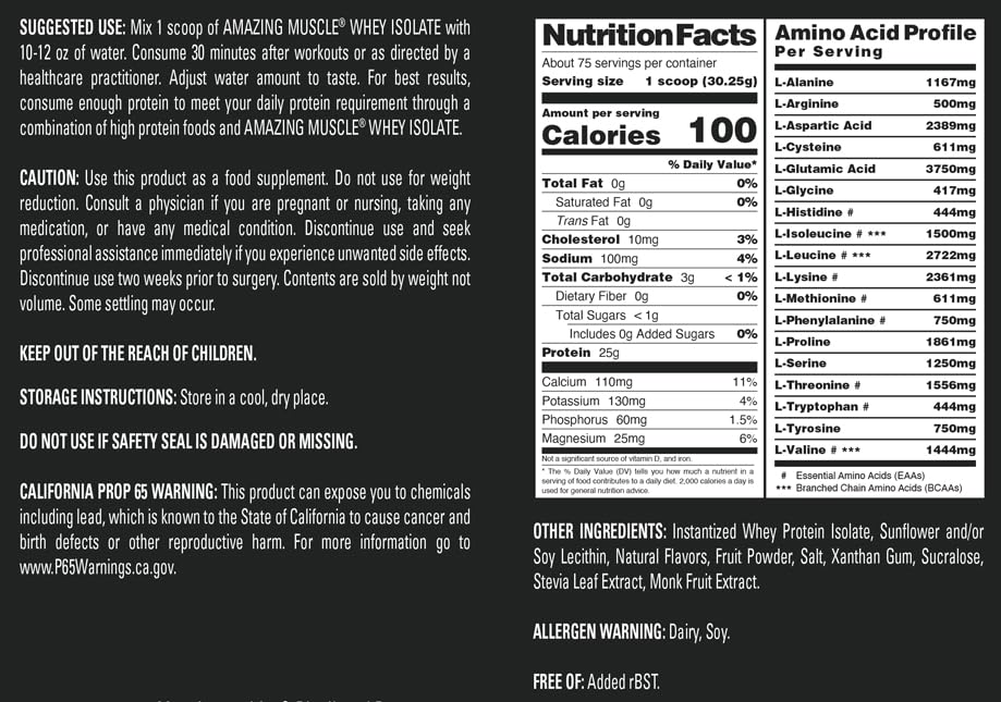 Amazing Muscle Whey Protein Isolate Powder