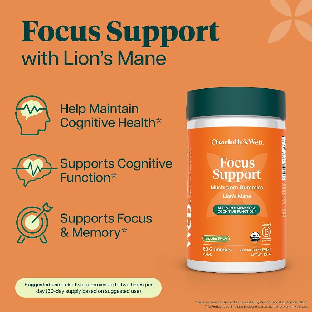 Charlotte's Web Focus Support Mushroom Gummies with Lion's Mane - 60 Count - image 5
