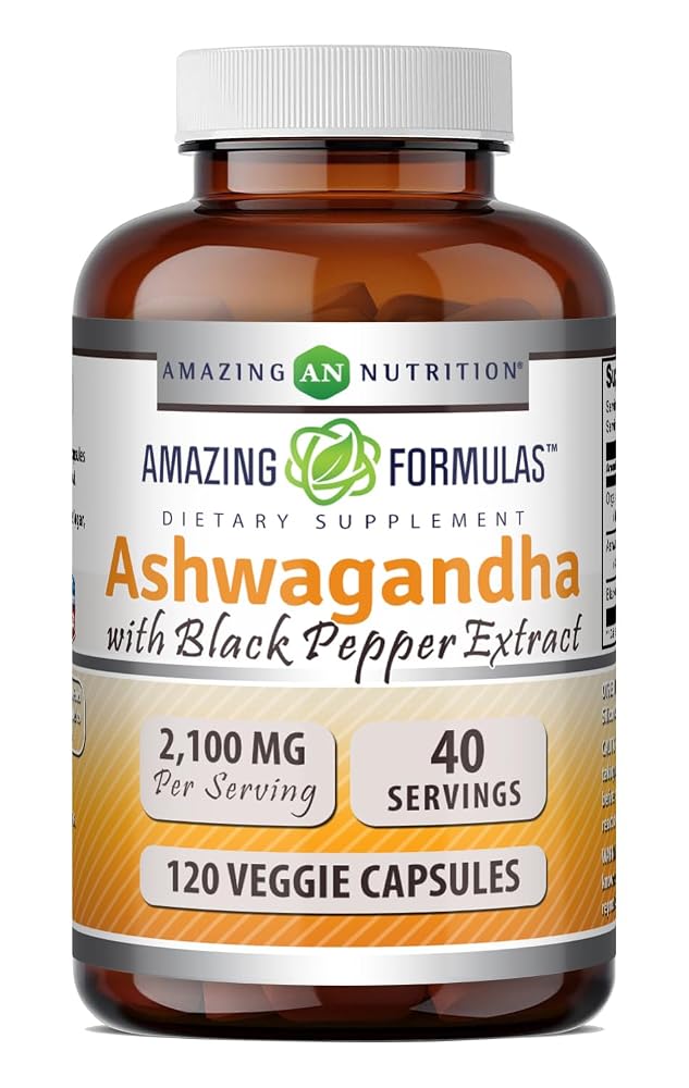 Amazing Formulas Ashwagandha Root with Black Pepper Extract Supplement