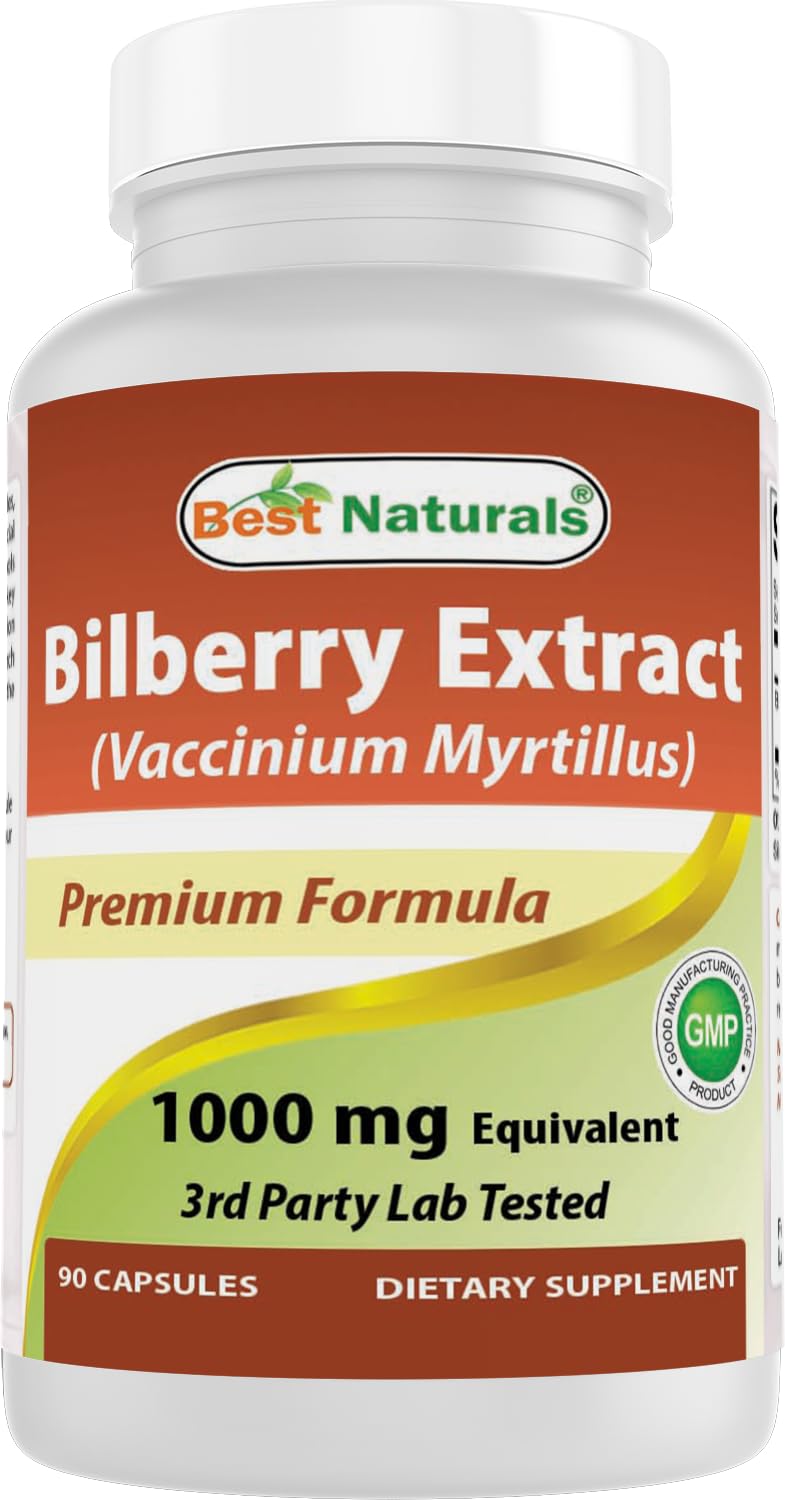 Best Naturals Bilberry Extract 1000mg Supports Healthy Vision - 90 Capsules