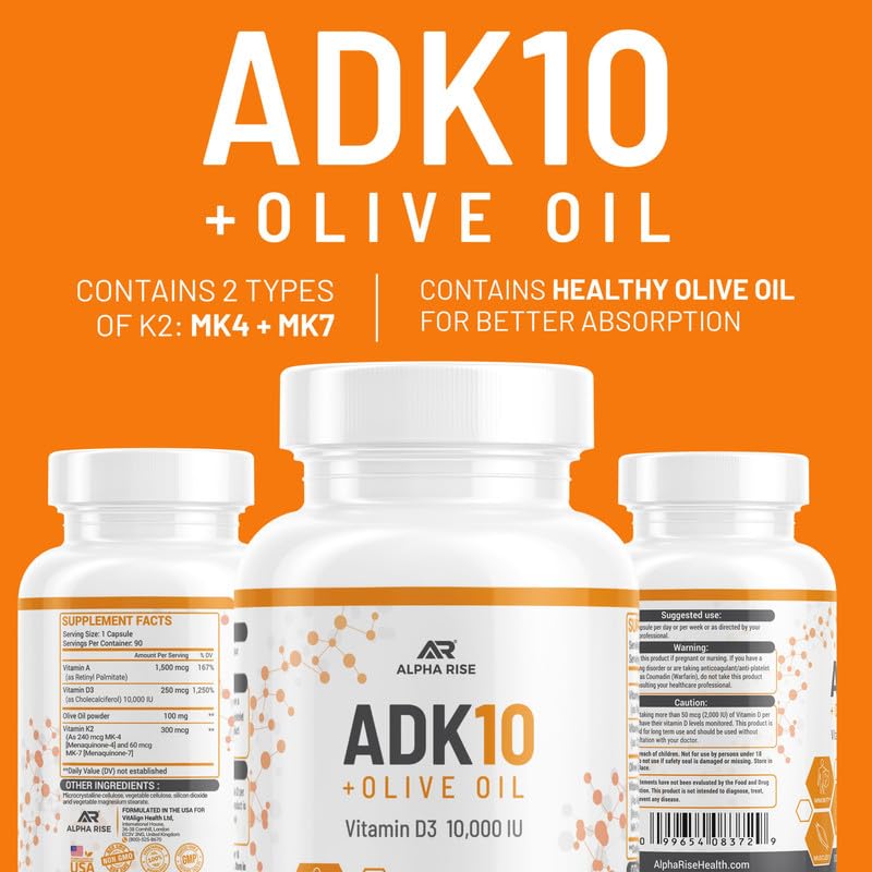 ALPHA RISE ADK 10 Vitamin Supplement with Olive Oil - 90 Capsules - image 5