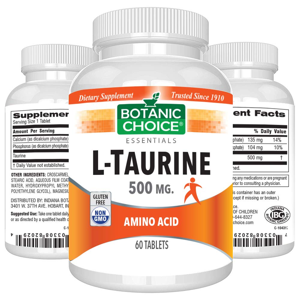 Botanic Choice L-Taurine 500mg Amino Acid - 60 Capsules