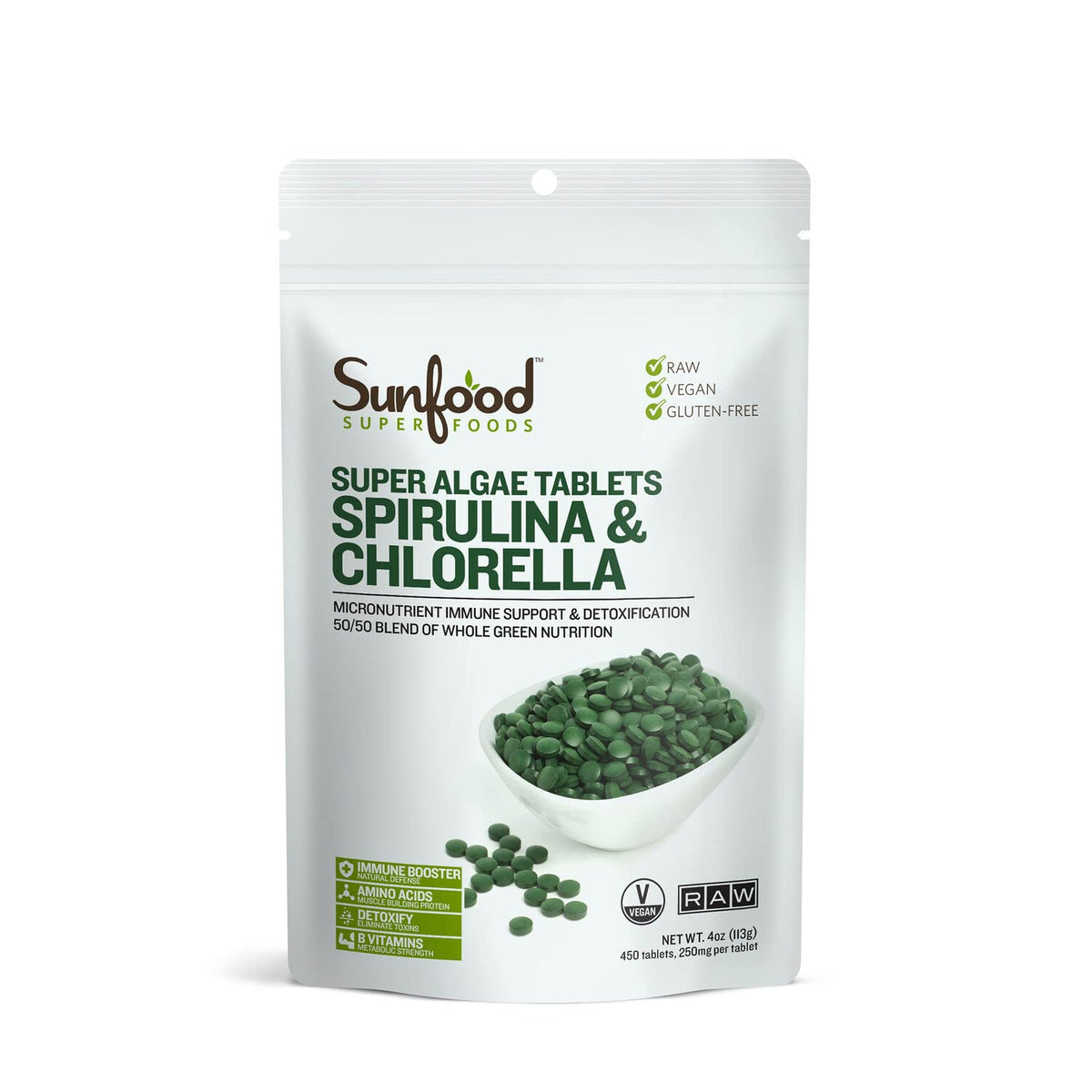Sunfood Superfoods Chlorella Spirulina Tablets - 456 Count