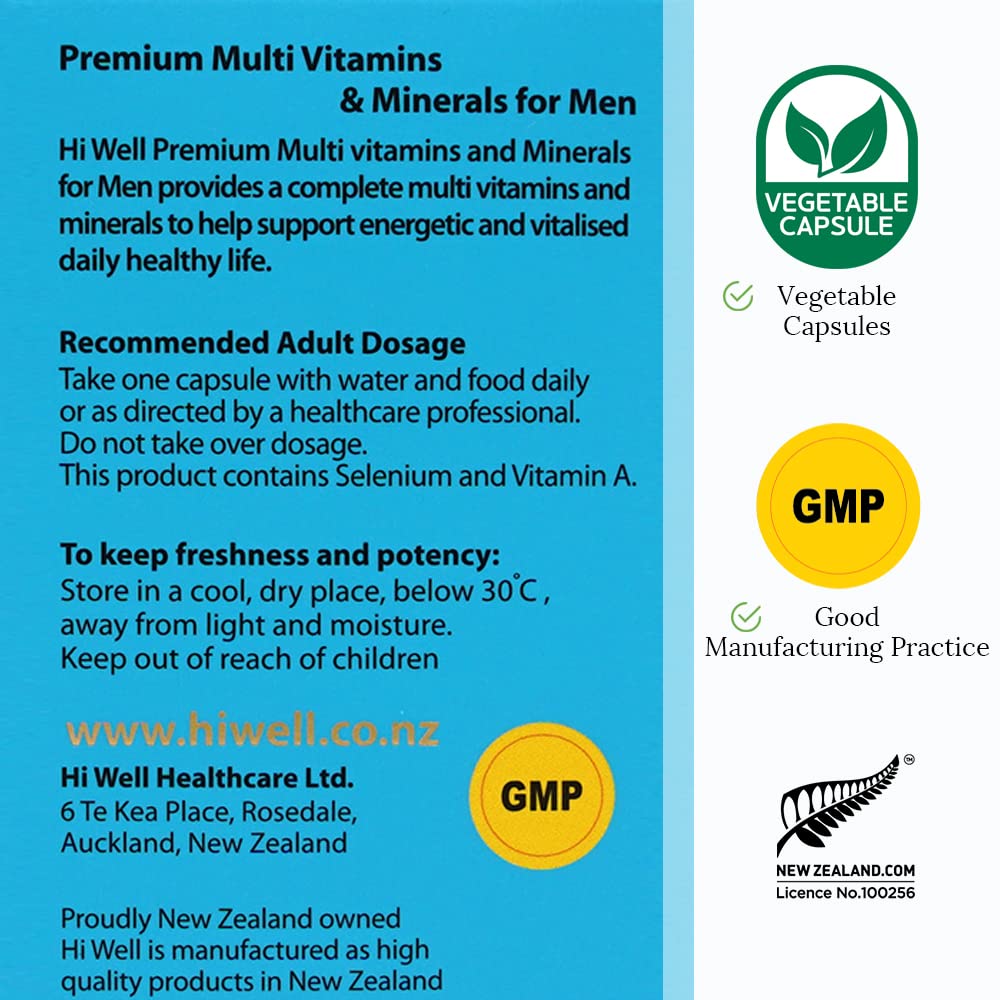 HI WELL Premium Multi Vitamins & Minerals for Men - 60 Vegetarian Capsules - image 5