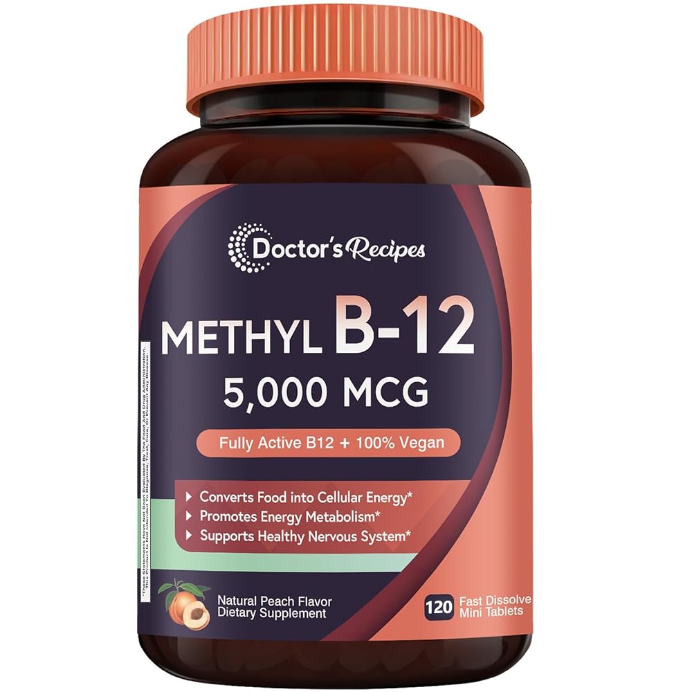 Doctor's Recipes Vitamin B12 Sublingual Methylcobalamin 5000 mcg - 120 Tablets