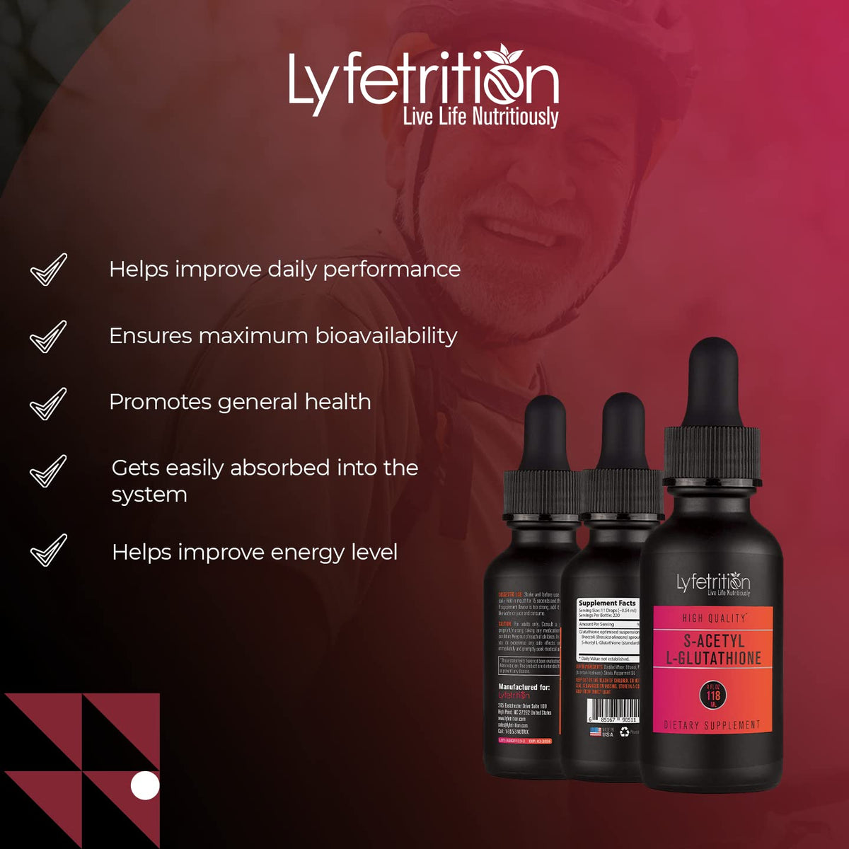 Lyfetrition S-Acetyl L-Glutathione 98mg Liquid - 220 Servings - image 5