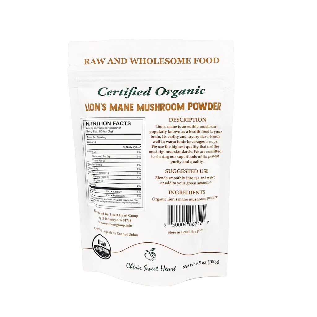 Chérie Sweet Heart Lion's Mane Mushroom Powder - 100g - image 3