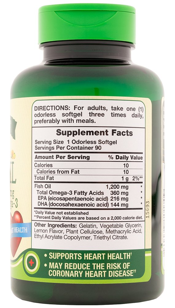 Nature's Truth Fish Oil 1200 mg Omega-3 Softgels - 90 Count - image 2