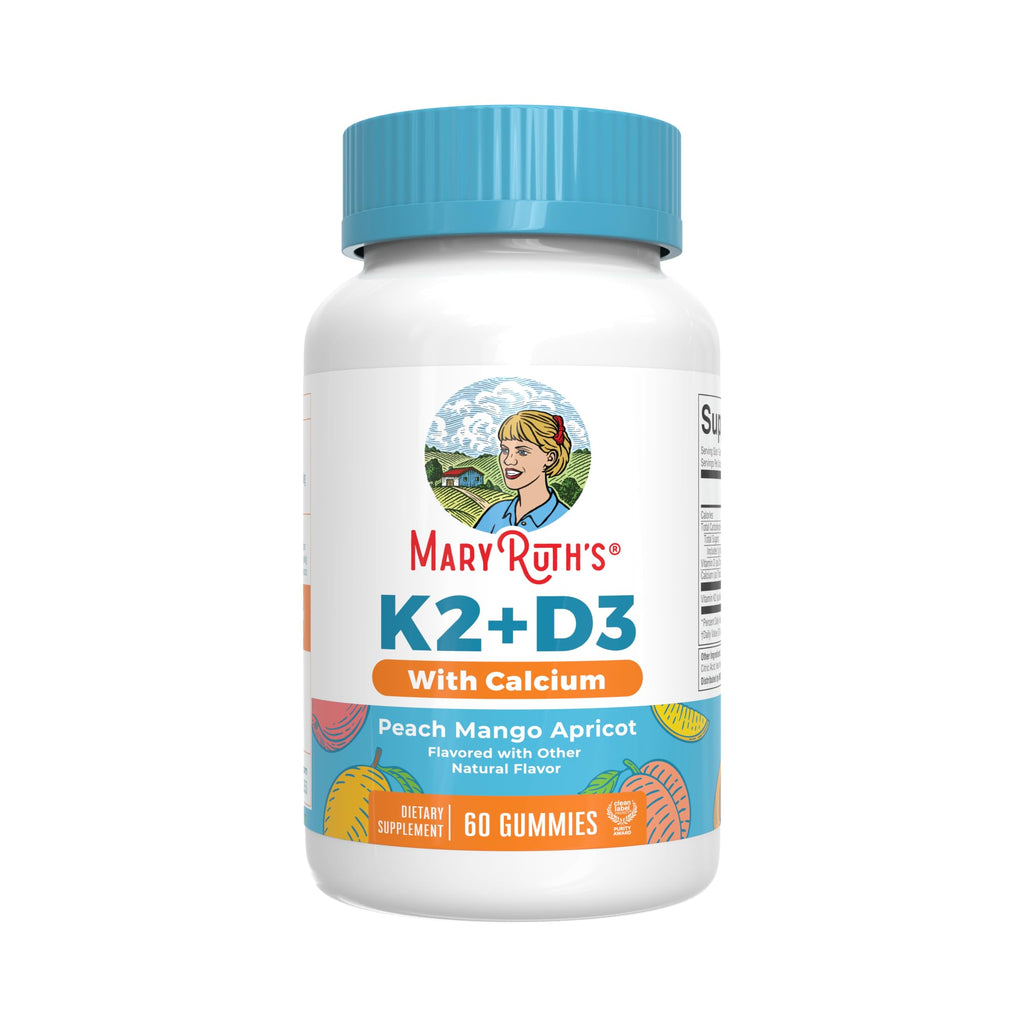 MARYRUTH'S Vitamin D3 K2 Calcium Gummies for Bone Health - 60 Count