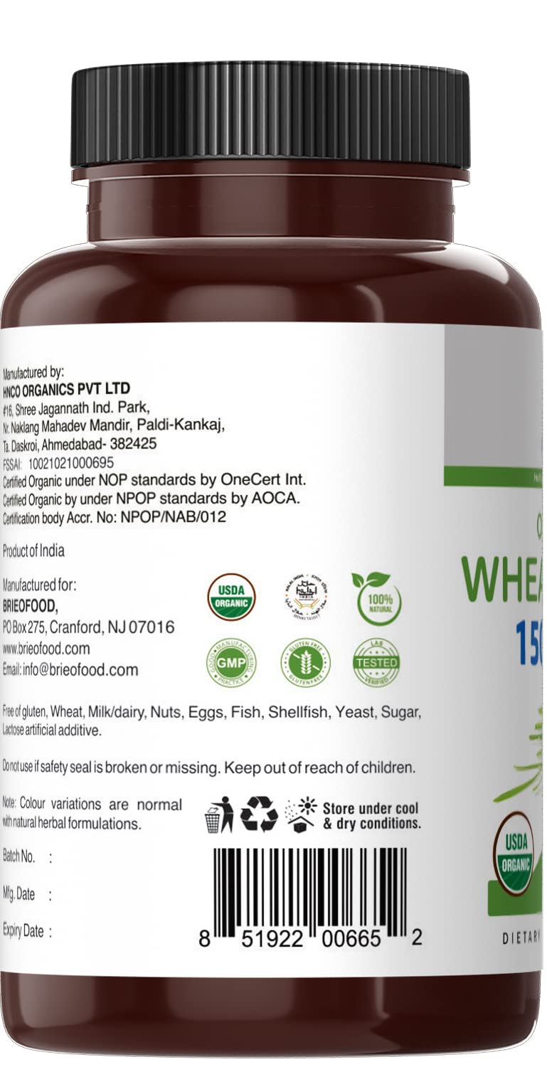 Brieofood Organic Wheatgrass 1500mg - 90 Vegetarian Tablets - image 5