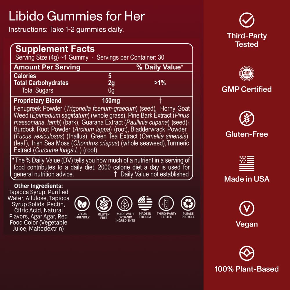 FOCL Libido Gummies for Women Strawberry Cream - 30 Gummies - image 5