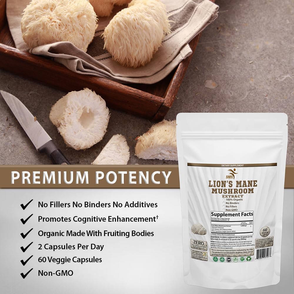 SMSHEALTHPRODUCTS.com Lion's Mane Mushroom Capsules for Brain Support - image 2
