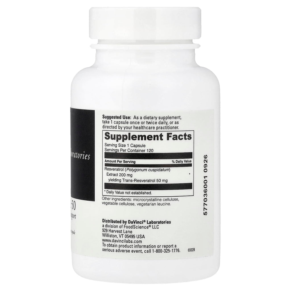DaVinci Laboratories Resveratrol-50 - 120 Capsules - image 2