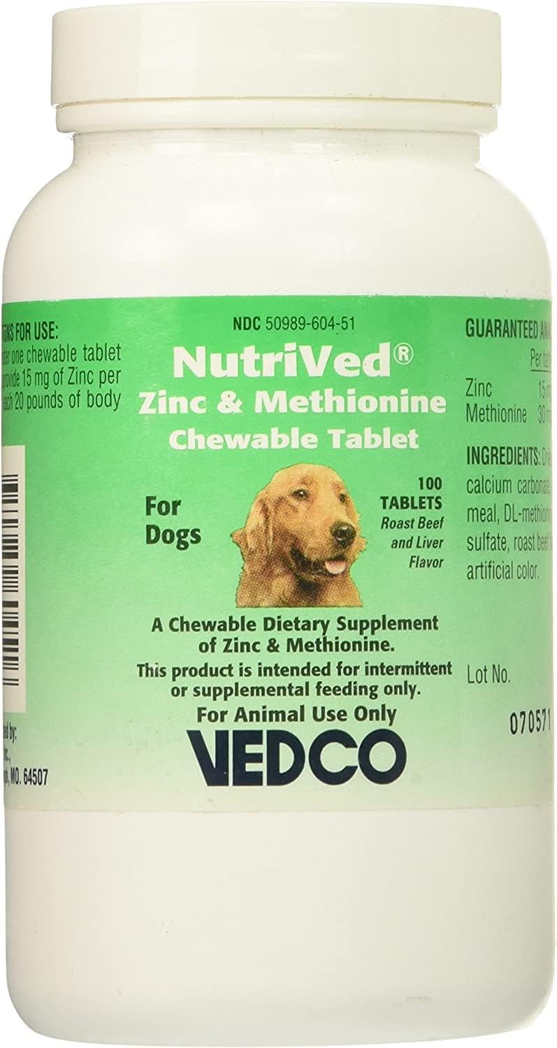 Vedco NutriVed Zinc & Methionine Chewable Tablets for Dogs - 100 Tablets