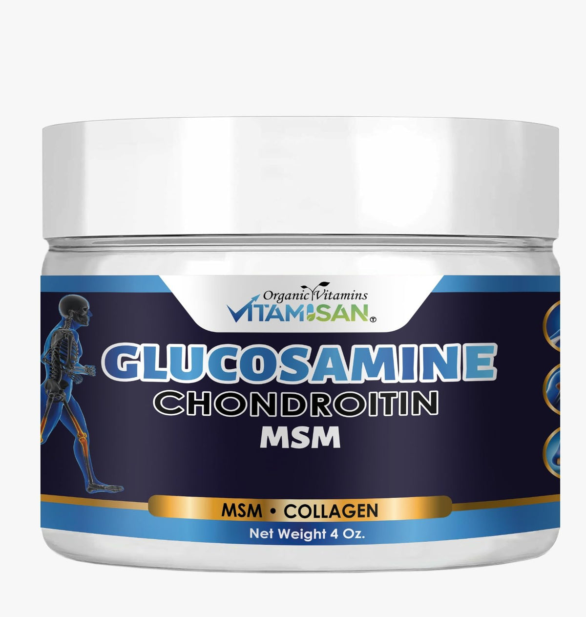 VITAMISAN Premium Organic Glucosamine & Chondroitin Cream with MSM - 4 oz
