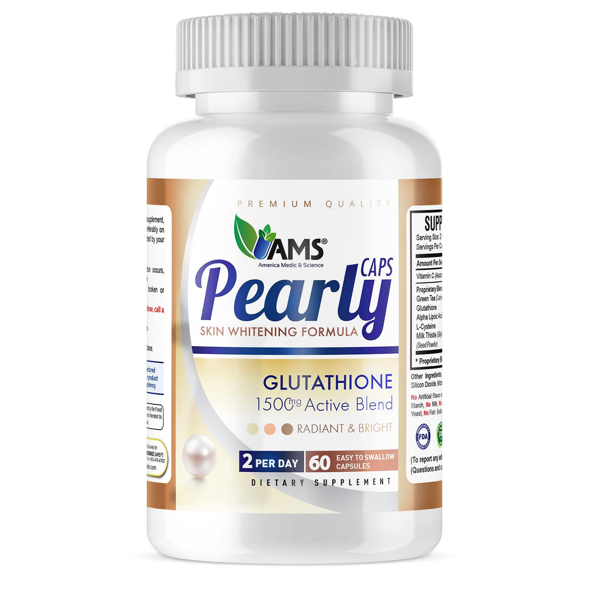 America Medic & Science Pearly Caps Glutathione 1500 mg - 60 Capsules