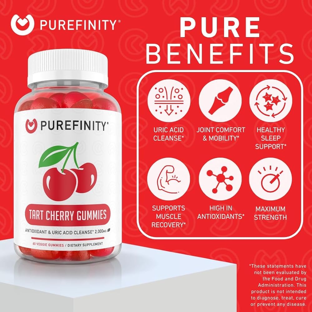 PUREFINITY Tart Cherry Gummies Uric Acid Flush - 120 Count - image 3