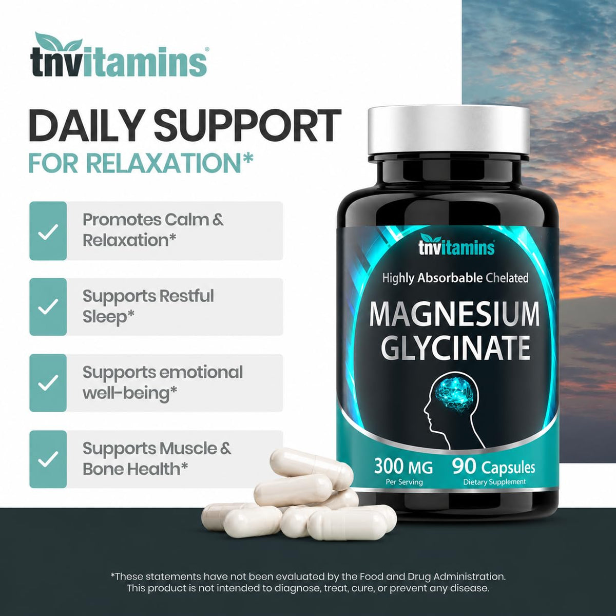 tnvitamins Magnesium Glycinate 300mg - 90 Capsules - image 4
