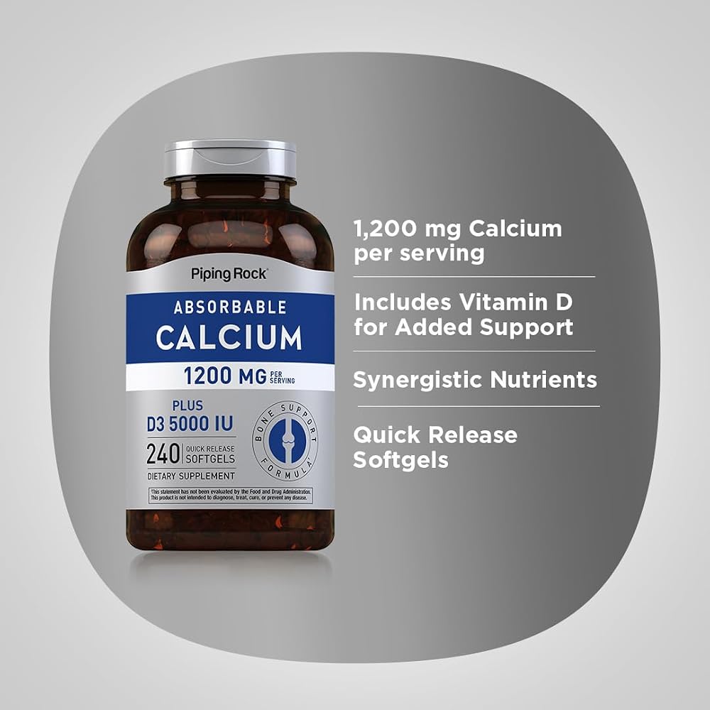 Piping Rock Calcium 1200 mg with Vitamin D3 - 240 Softgels - image 4