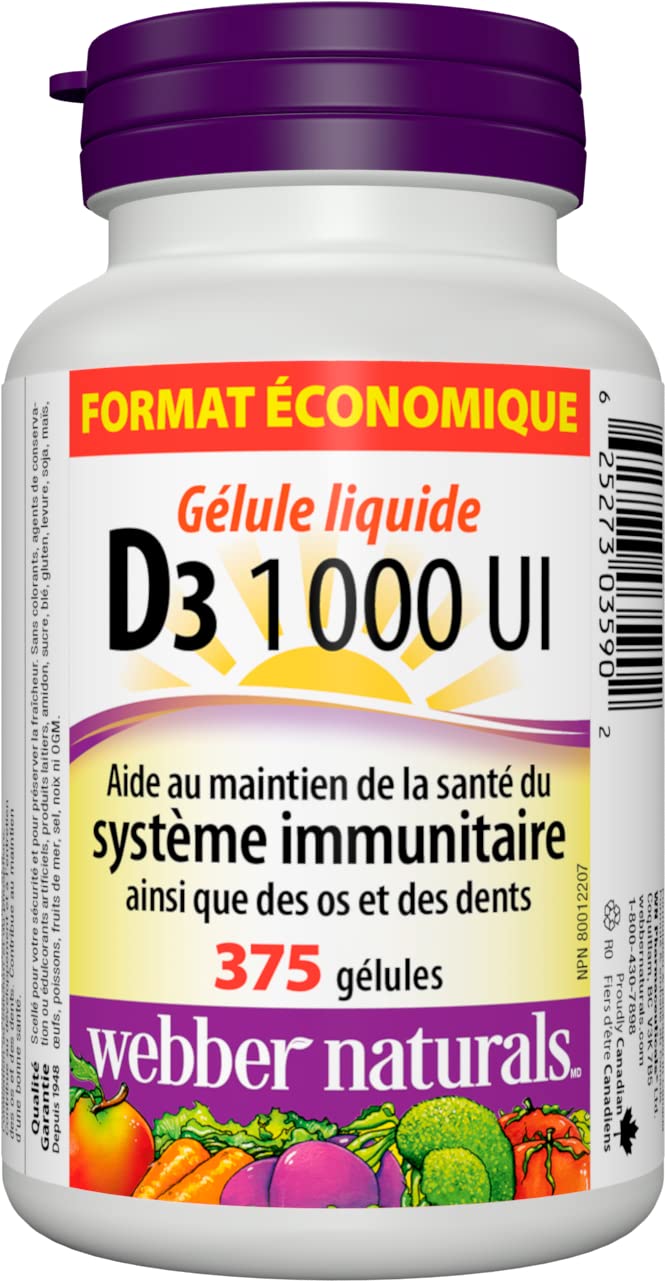 Webber Naturals Vitamin D3 1,000 IU - 375 Softgels - image 2