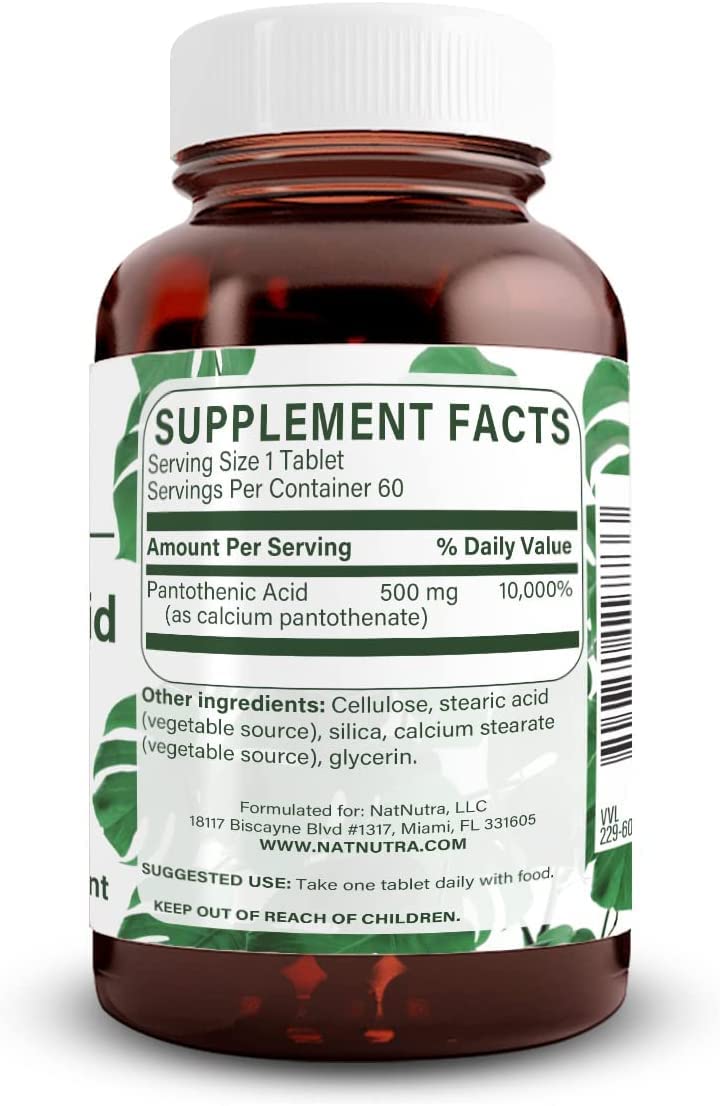 Natural Nutra Pantothenic Acid 500 mg Supplement Parent