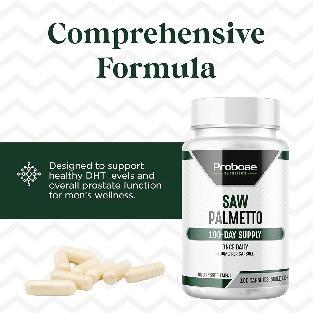 Probase Nutrition Saw Palmetto 500mg Prostate Support - 100 Capsules - image 5
