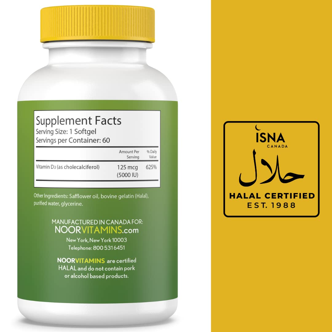 Noor Vitamins Vitamin D3 5000 IU - 60 Softgels - image 2