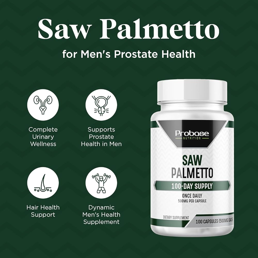 Probase Nutrition Saw Palmetto 500mg Prostate Support - 100 Capsules - image 7