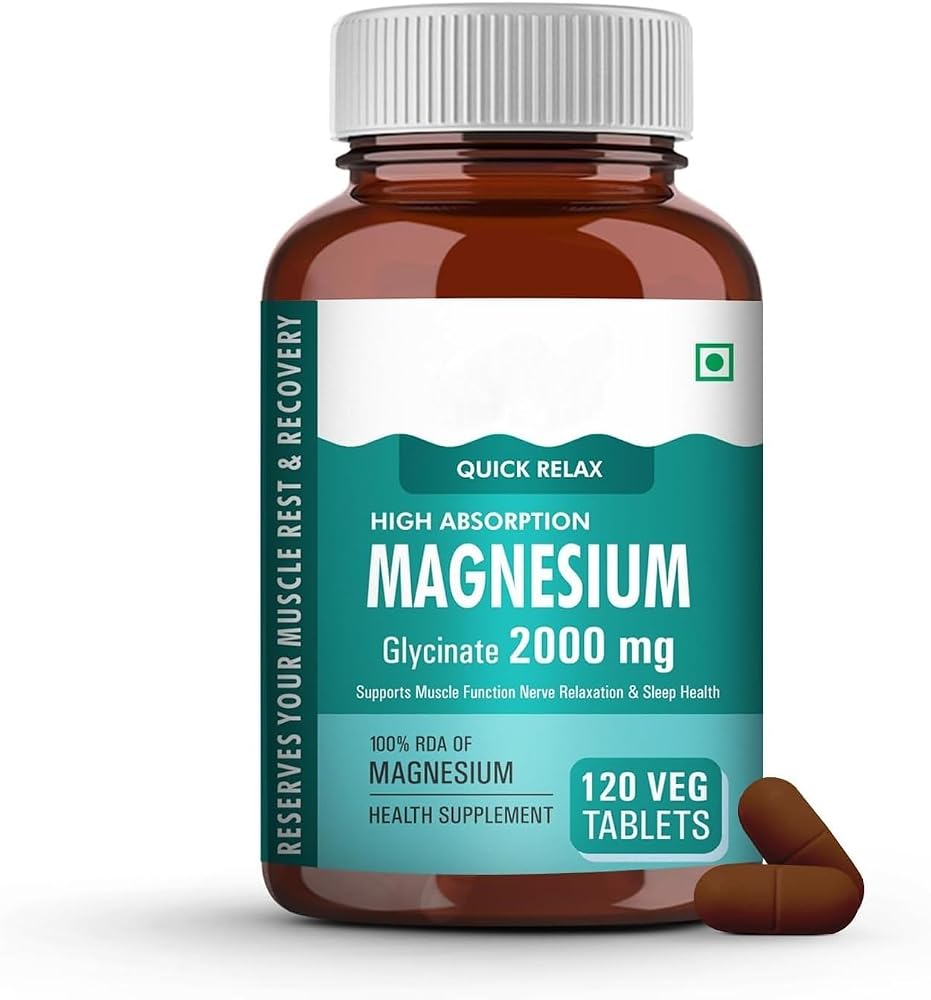 Magnesium Glycinate 2000mg Supplement for Muscle Relaxation - 120 Tablets