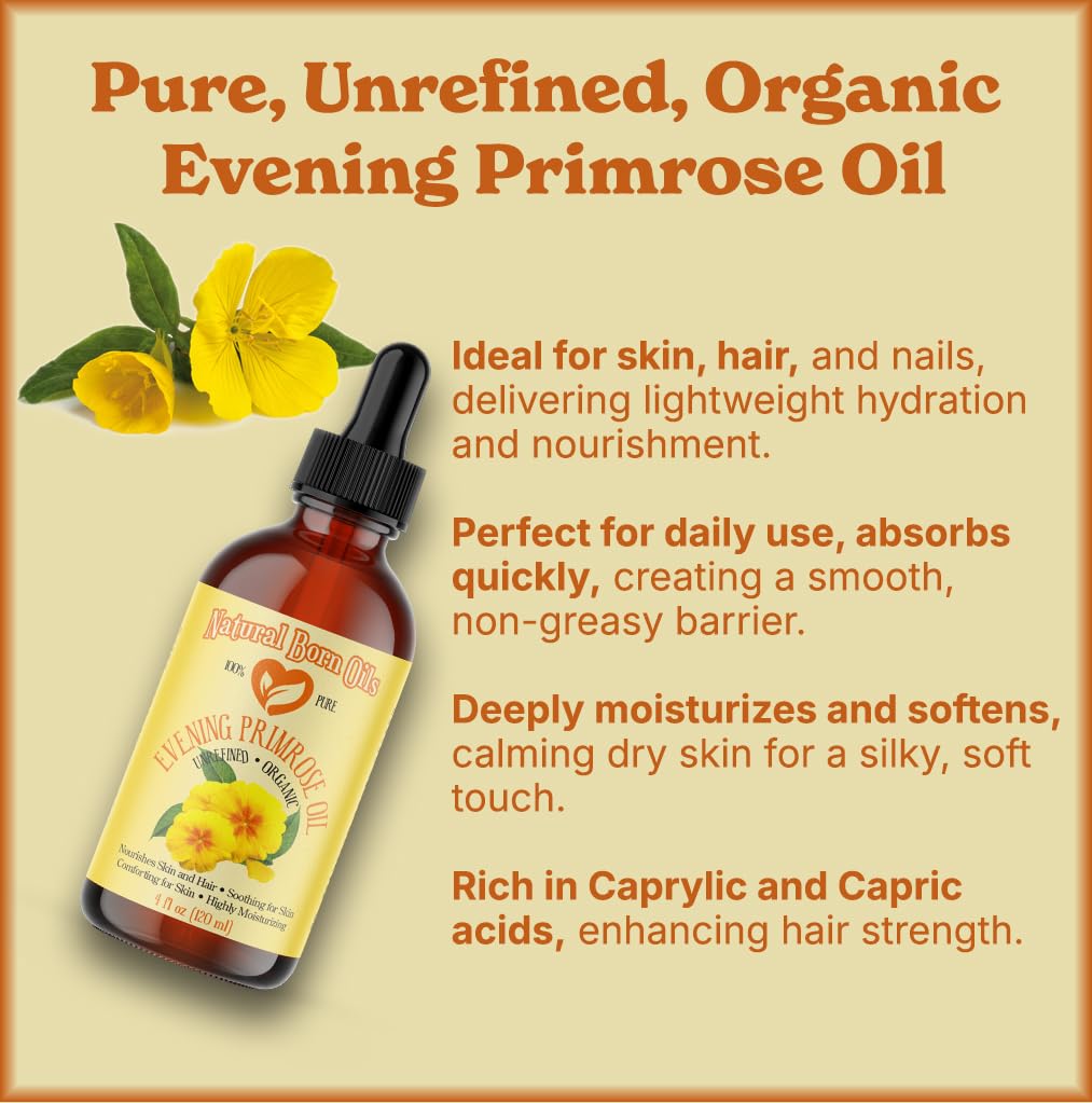 Natural Born Oils Evening Primrose Oil 4oz - 100% Pure - image 2