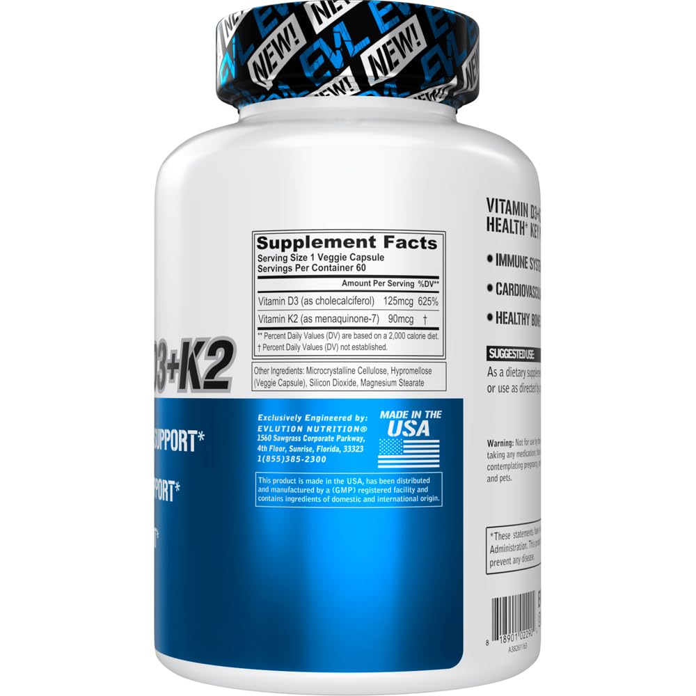 Evlution Vitamin D3 K2 Supplement Immune Support - 60 Capsules - image 3