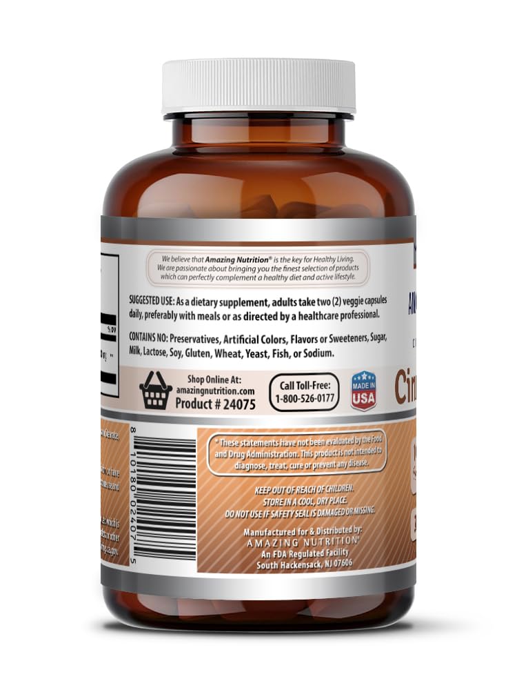 Amazing Nutrition Cinnamon Bark 1000 Mg - 200 Vegetarian Capsules - image 5