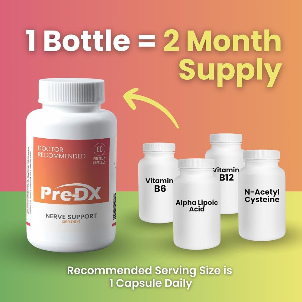 Pre-DX Nerve Support Supplement L-Methylfolate Multivitamin - 60 Capsules - image 2