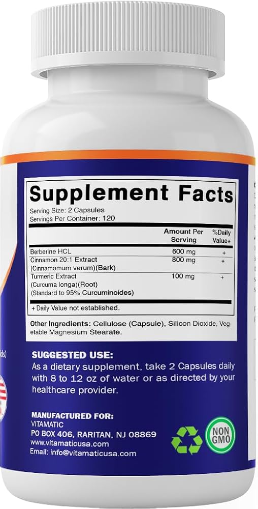 Vitamatic Berberine & Ceylon Cinnamon - 240 Vegetarian Capsules - image 8