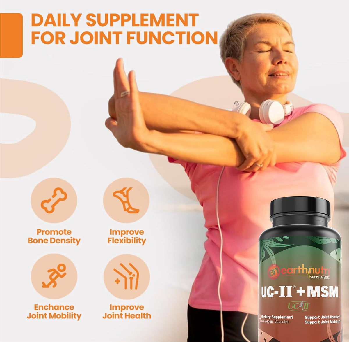 EarthNutri UC-II Collagen & MSM Joint Supplement - 60 Capsules - image 5