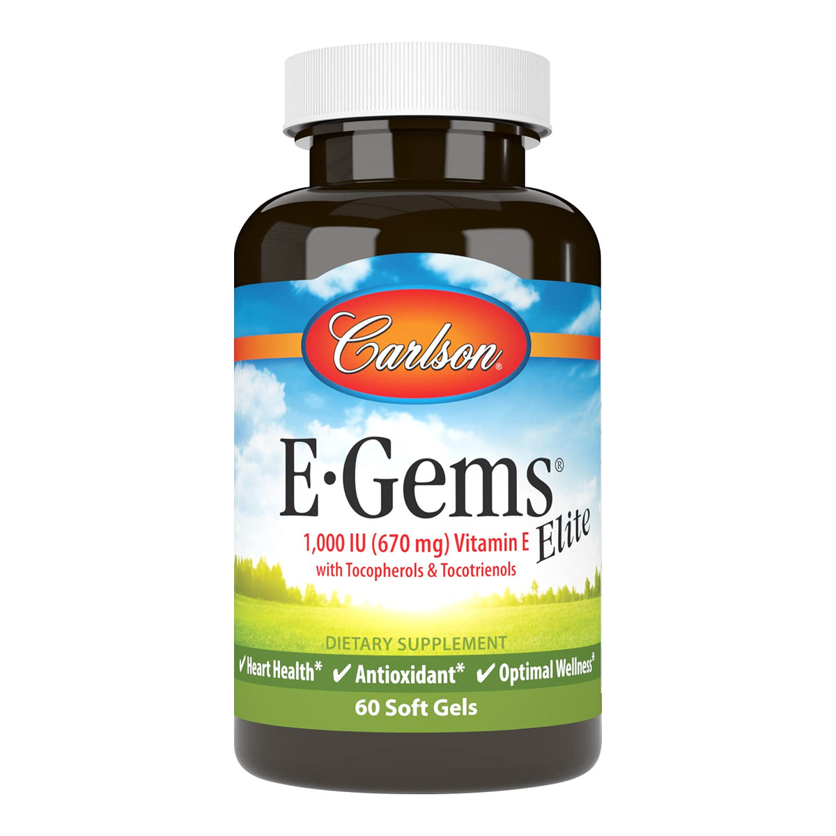 Carlson E-Gems Elite Vitamin E 1000 IU - 60 Softgels