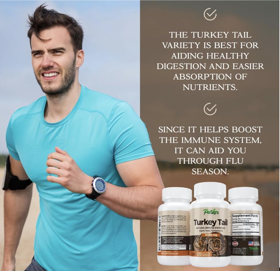 Parker Naturals Turkey Tail Mushroom Capsules - 120 Capsules - image 2
