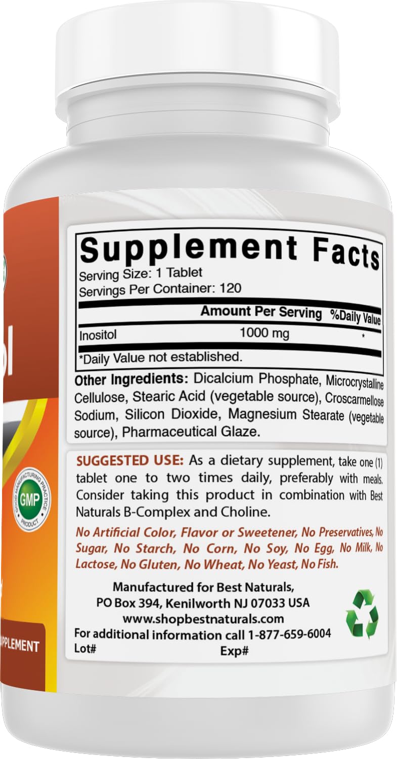 Best Naturals Inositol 1000 mg - 120 Tablets - image 6