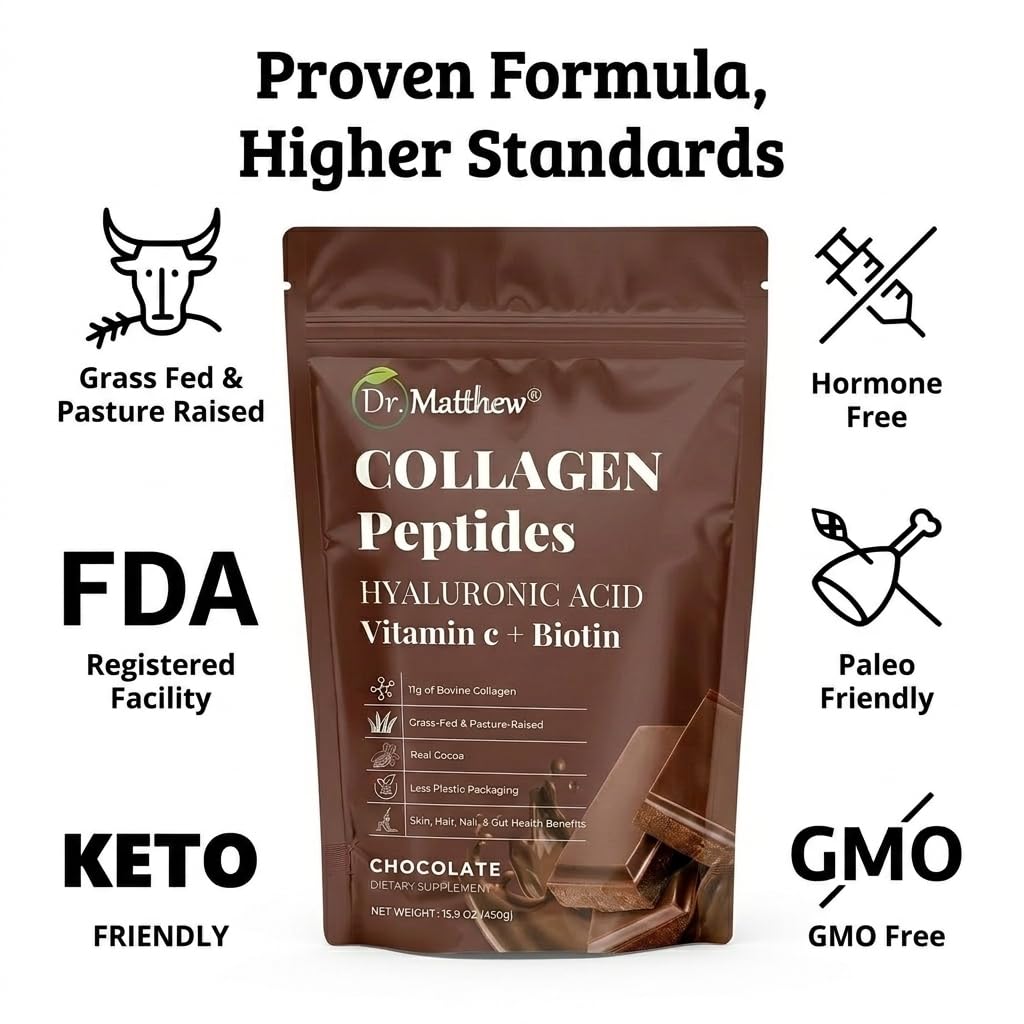 Dr. Matthew Chocolate Collagen Powder with Hyaluronic Acid - 15.9 oz - image 8